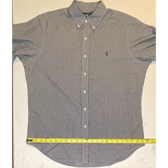 Ralph Lauren Classic Fit Gingham Shirt L Black White Purple Pony Cotton EUC - Picture 7 of 13